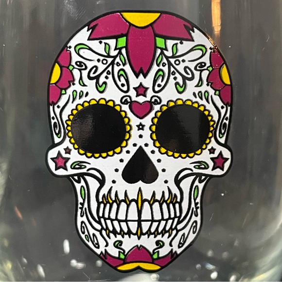 Cristar Day Of The Dead White Skull, Mikonos Stemless Glasses (Lot Of 6) NEW - Picture 6 of 8